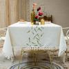 Embroidery Anglicanum Tassel Tablecloth Cotton Linen Dust Proof Table Cover For Kitchen Dining Room Home Party Tabletop Decor