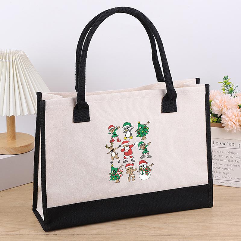 Холщовая сумка через плечо, большая вместительная сумка с принтом, женская модная легкая портативная сумка для подарков и покупок