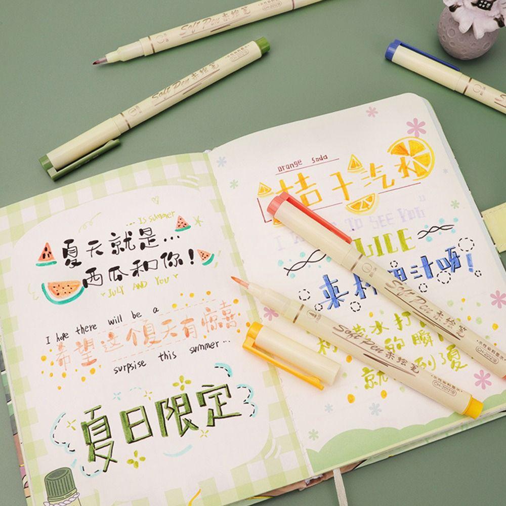 Retro Color Drawing Markers Soft Tip Felt-tip pen New Calligraphy Brush Pen Set