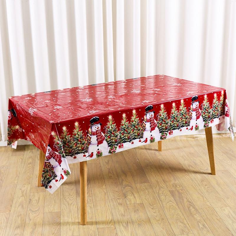 Christmas Tablecloth Snowman Table Cover Christmas Decorations for Home 2026 Navidad Noel New Year 2026 Gifts Dining Table Decor
