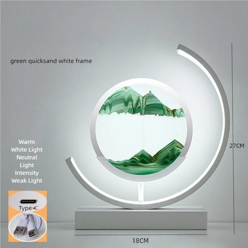 Светодиодная настольная лампа Moving Sand Art Quicksand Night Light 3D Sandscape Песочные часы Прикроватные лампы Текучая песчаная живопись Домашний декор Подарки