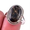 Кольцо из чистого серебра 925 пробы с натуральным черным медным бирюзовым камнем S.9 S1f37