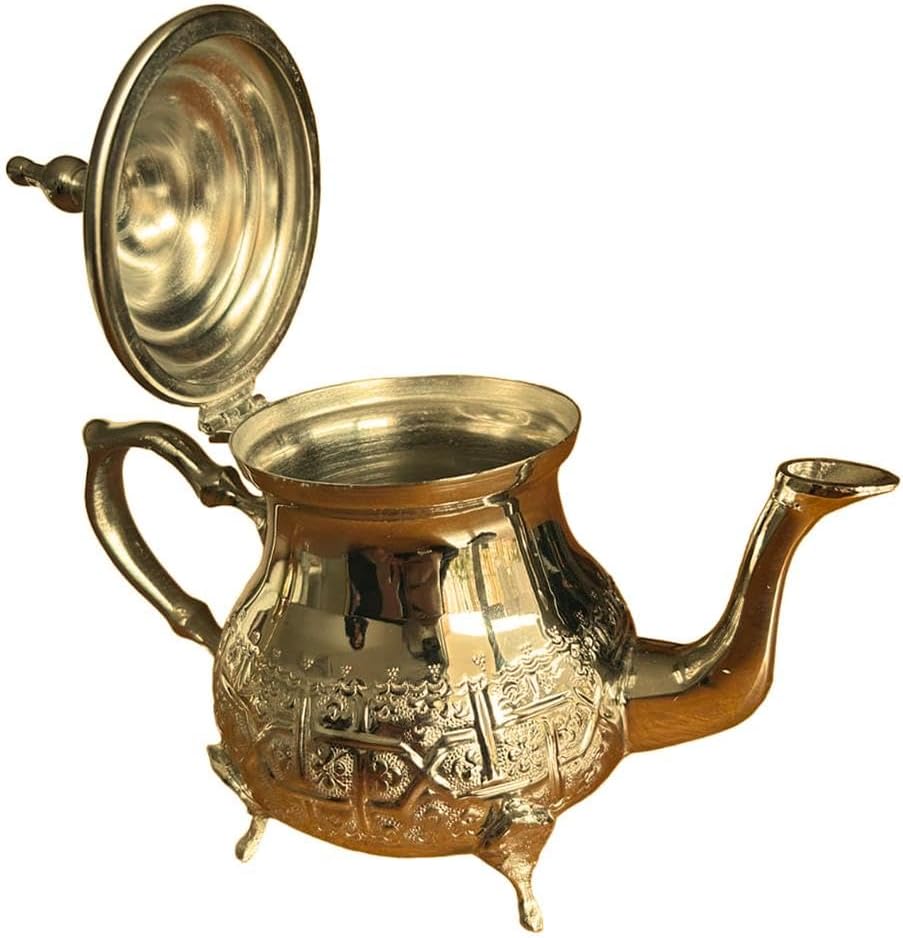 Очень большой марокканский чайник – 800 мл, позолоченный вручную, Maillechort – классический дизайн Феса