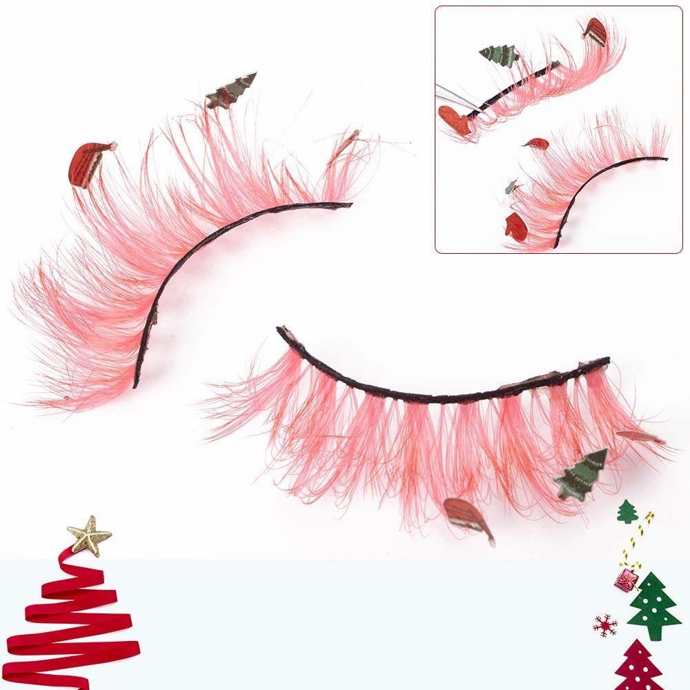 Chemical Fiber Christmas Cluster Eyelashes Cartoon Snowman Christmas Fluffy Segmented Lashes  Girls