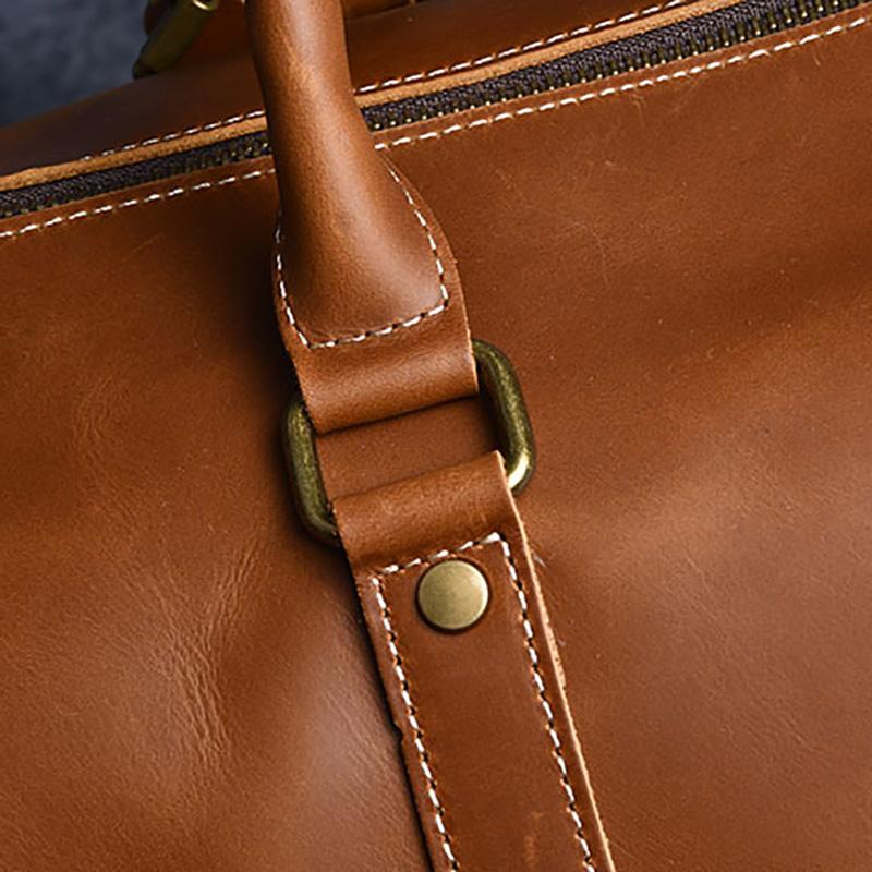 Crazy Horse Leather Travel Bag Luxury Genuine Leather Men Women Travel Bag Cow Leather Carry On Luggage Bag Weekend Duffle Bag