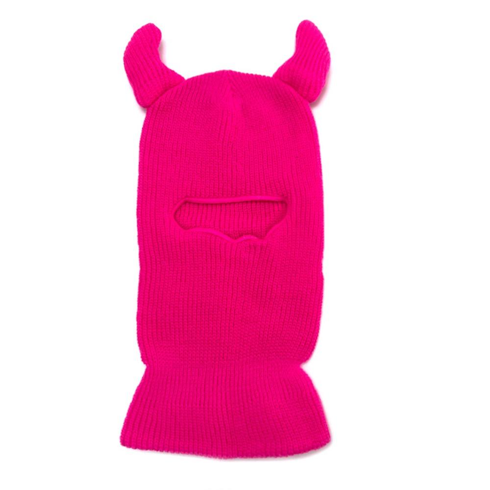 Шапка-свитер Рога Балаклава Вязаные шапки Одно отверстие Теплая Маска для лица Лыжная маска Бычьи рога Дышащая Хэллоуин Хлопковая шапка Зима