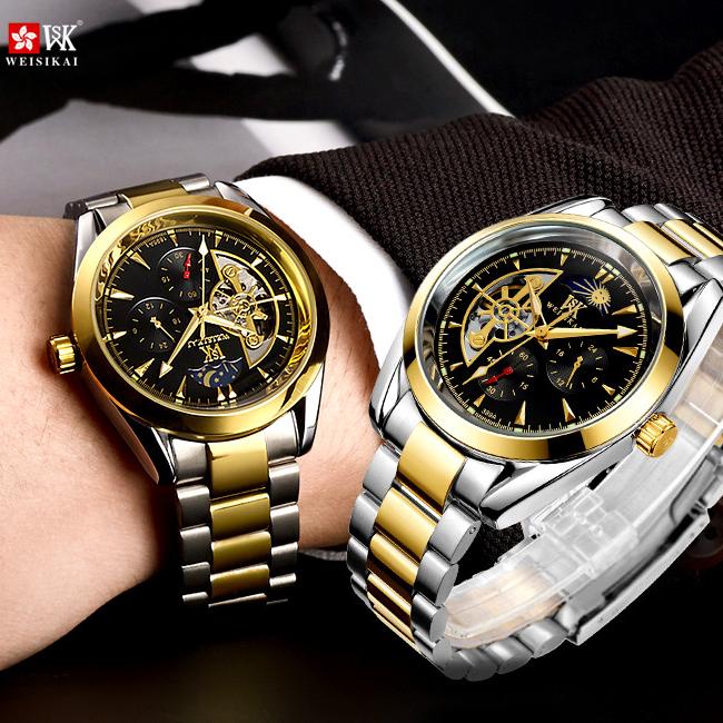 Новые роскошные мужские часы высшего бренда с коробкой, деловые часы, водонепроницаемые, полностью автоматические мужские механические часы