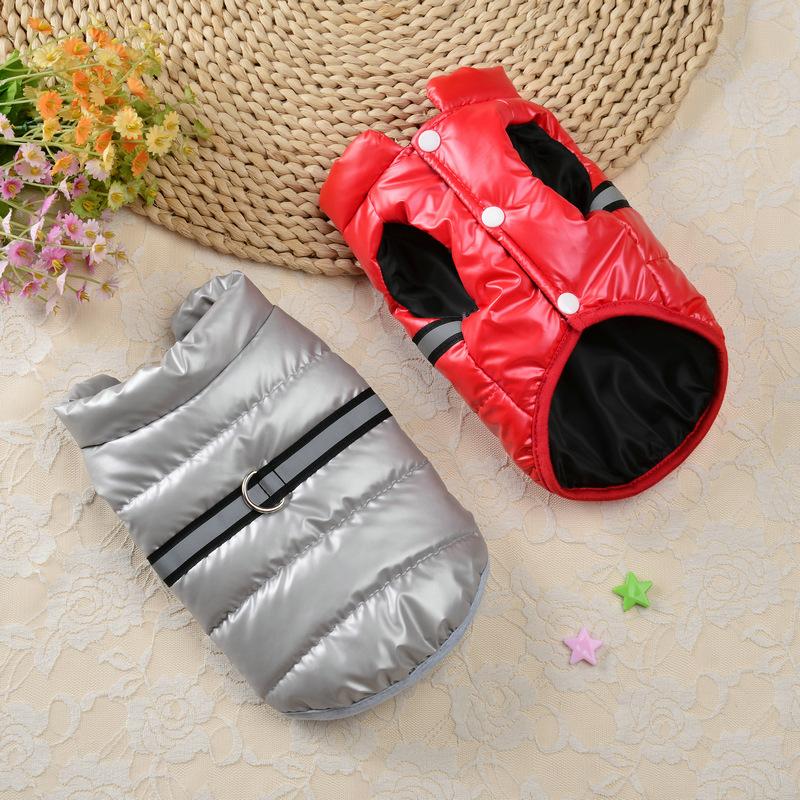 Термостеганый жилет для питомцев с отражающими полосами безопасности Зимняя одежда для собак кошек мелких пород Тедди бишон одежда