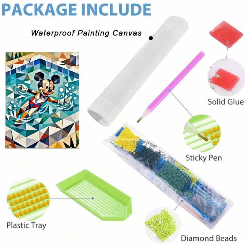 Disney 5D diamond painting set DIY handmade diamond painting art production Mickey swimming abstract mosaic decorative painting