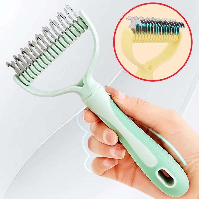 Professional Pet Grooming Brush Detangling Comb For Cats And Dogs Stainless Steel Teeth Deshedding Tool Gentle Hair Remover For Shedding Control