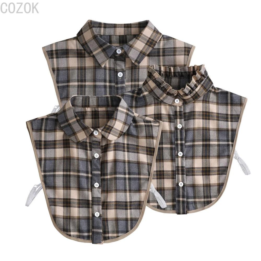 Women Detachable Plaid Shirt Design Fake Collar False Blouse Clothing Accessories