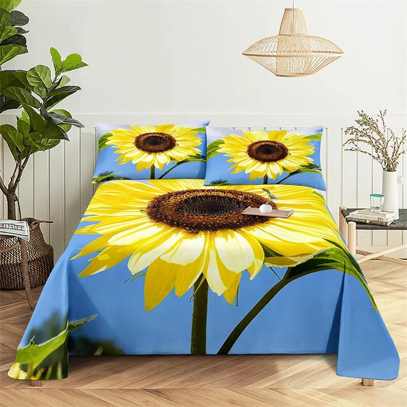 Lovers Room Bedding Set Bed Sheets and Pillowcases Bedding Flat Sheet Bed Sheet Set Sunflower Queen Sheet Set Gorgeous Girl