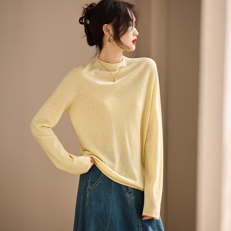 Srcr Women's Cashmere Blend Semi-High Collar Knit Sweater