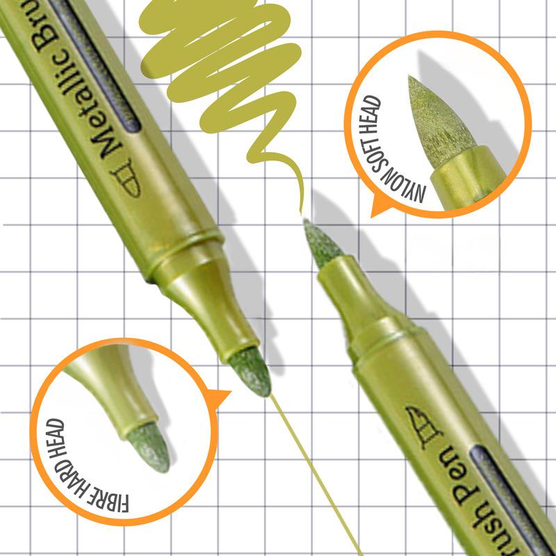 12 цветов маркеры-ручки с кистью с двойным наконечником, металлические краски, золотой, серебряный цвет, перманентный художественный маркер для манги, поделок, канцелярских товаров