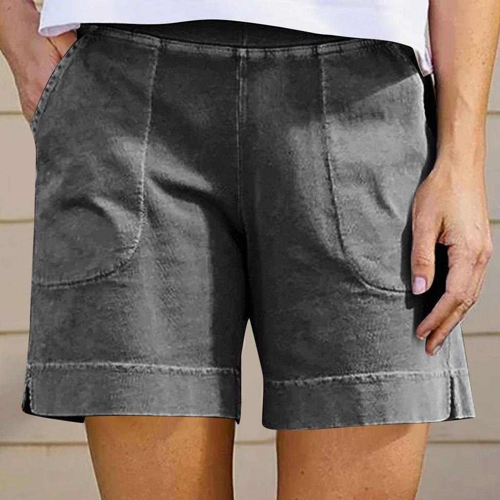 Женские повседневные летние эластичные пляжные шорты однотонные повседневные шорты