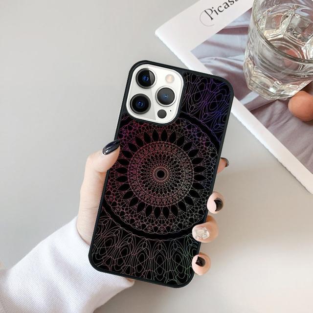 Деревянный чехол для телефона с цветочной мандалой Для Для iPhone 17 Air 16 15 11 12 13 14 Pro Ma Plus coque