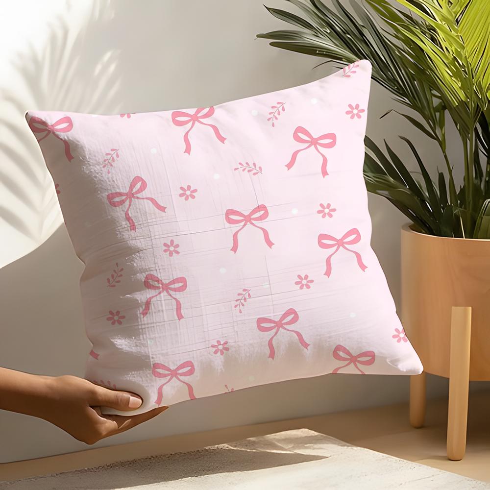 Pink bow cherry Pillow Case Home Living Room Decoration Linen Pillow Cases Cushion Cover