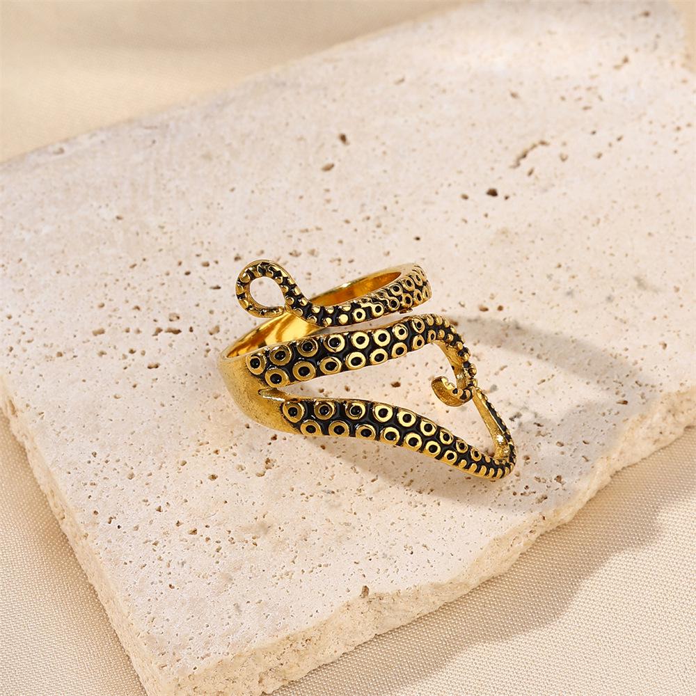 Dianyi Кольцо мужское классическое панк из нержавеющей стали с осьминогом