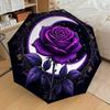 1 шт. Зонт с узором «Роза и Луна» Автоматическое открытие и закрытие, Зонт высокого качества, Идеальный подарок для нее 191