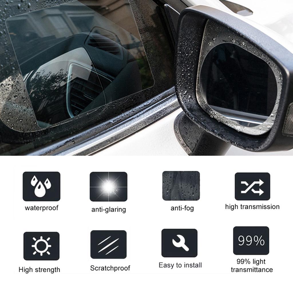 2pcs Rainproof Waterproof Car Rearview Mirror Sticker Anti fog Protective Film Rain Shield Oval