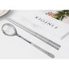 Kitchen Art Clover Sanding, набор столовых приборов на 10 человек, ложка 10 шт. + палочки для еды 10 шт., популярная корейская посуда