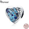 BAMOER Романтические Аутентичные бусины из стерлингового серебра 925 пробы с бабочкой, цветком и сердцем, подходят для браслета