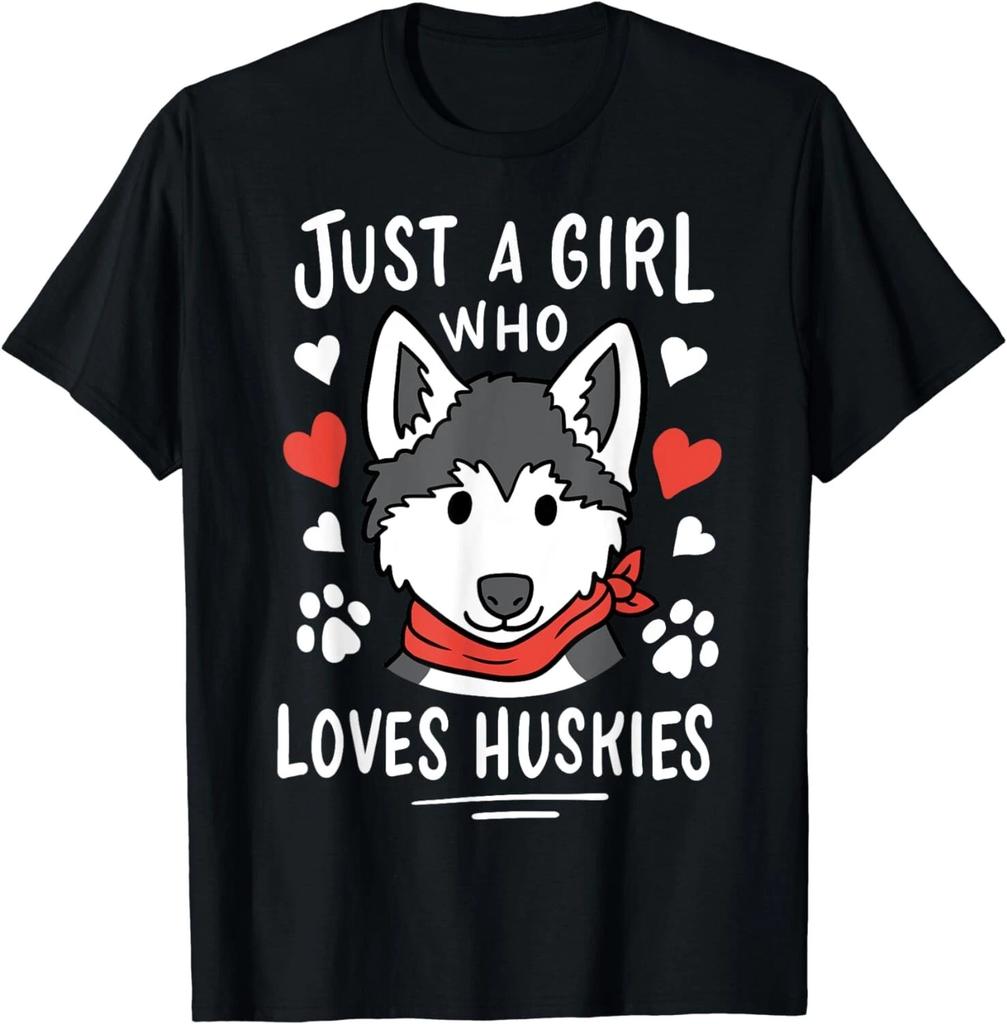 Just a Girl Who Loves Huskies Gift Husky Dog Lover Gift Unisex T-Shirt