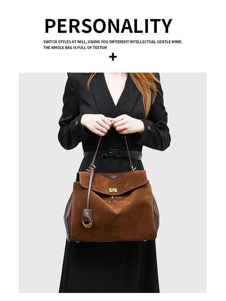 Зимняя замшевая женская сумка-кроссбоди в стиле ретро с цветными блоками - Большая вместимость и универсальная мода