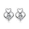 Серьги-пусеты из стерлингового серебра S925 в корейском стиле в форме сердца с цирконом для женщин