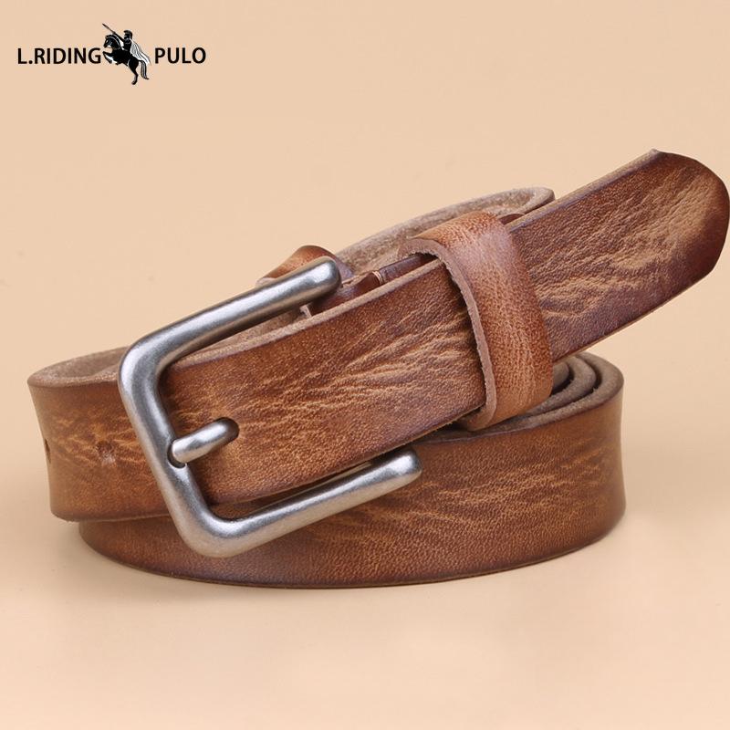 Винтажный кожаный ремень Натуральная кожа Джинсовый Верхний слой Коровья кожа Женский ремень Корейский стиль Повседневный Тонкий Ремень с пряжкой
