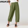 Свободные брюки Haren с высокой талией из хлопка и льна, широкие брюки Niners для женщин