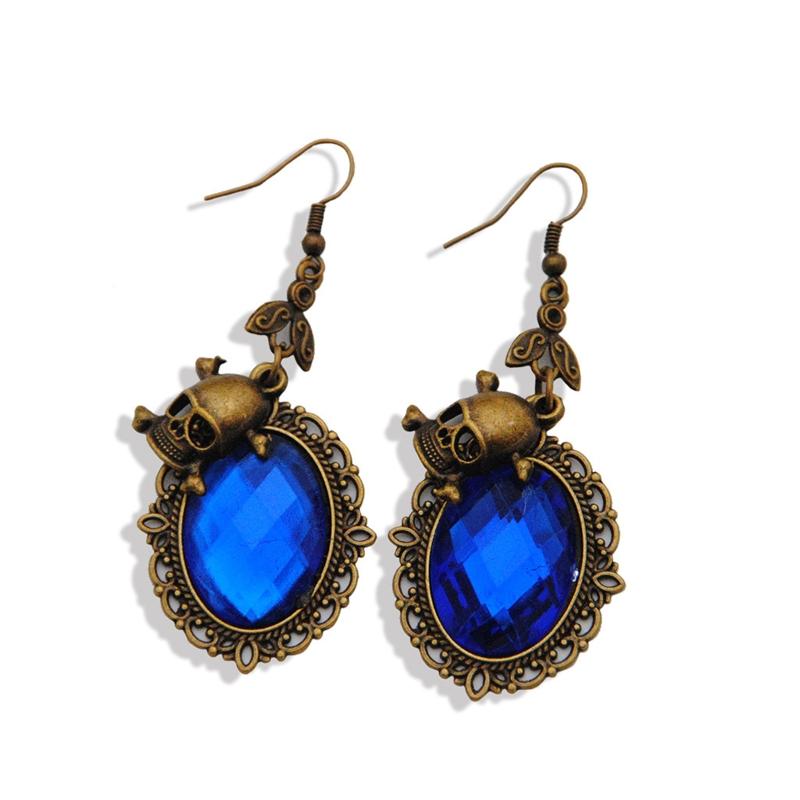 Винтажные Хрустальные Серьги со Стразами для Вечеринки Череп для Головы Висячие Серьги Хэллоуин Панк Украшения для Женщин Девушек Му