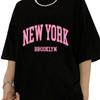 Футболка New York Brooklyn Pink City Letter женская уличная дышащая футболка с коротким рукавом Harajuku Cool, повседневная летняя футболка