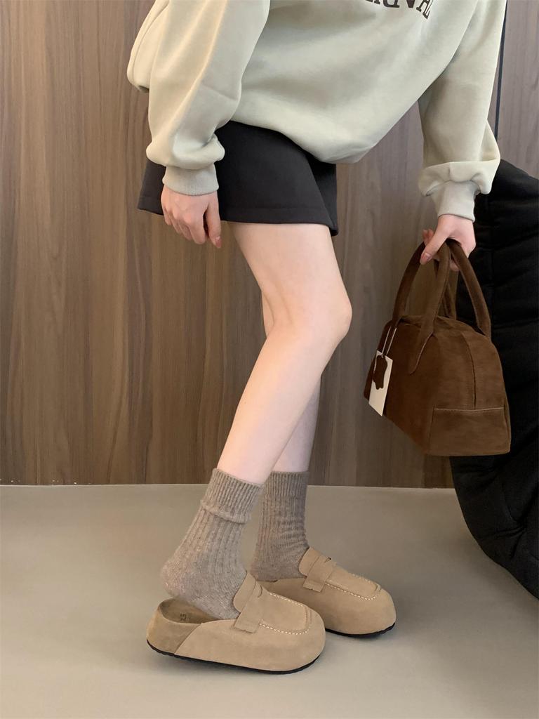 Удобные повседневные полушлепанцы баотоу, лоферы, женские слинбэки, слипоны-мюли для женщин, платформа, новый дизайн 2024, комфорт