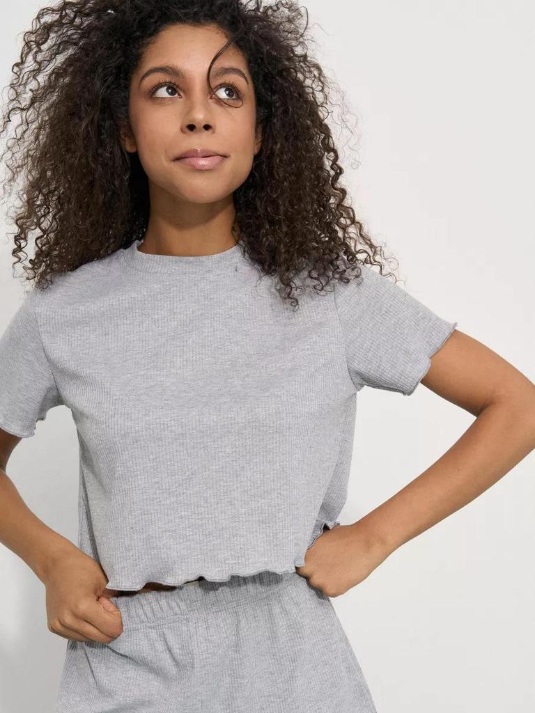 European & American Cross-Border Round Neck Top and Ruffle Hem Shorts Homewear Set - INS Style