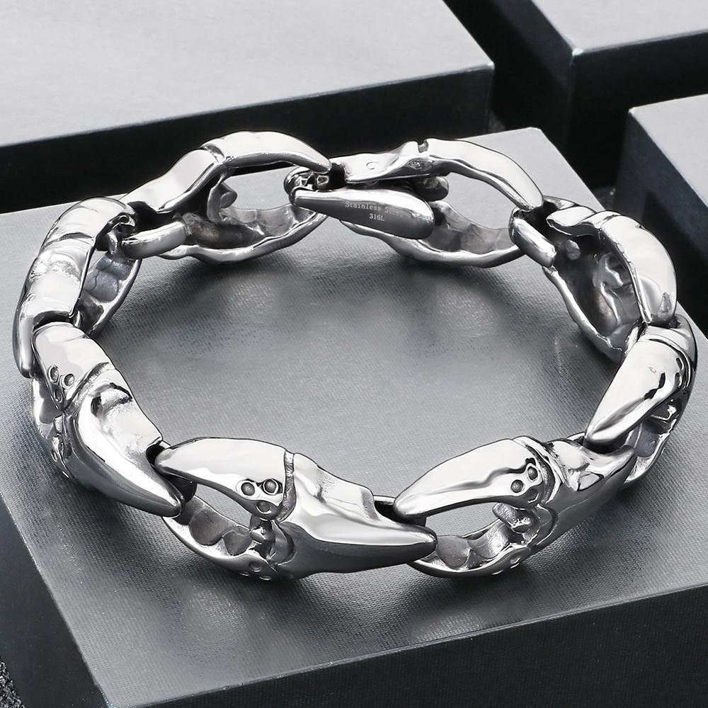 FengShui Wealth And Luck Man Bracelet Cool Crab Claw Style Chain Bracelets for Men Stainless Steel Geomancy Jewelry Accessories