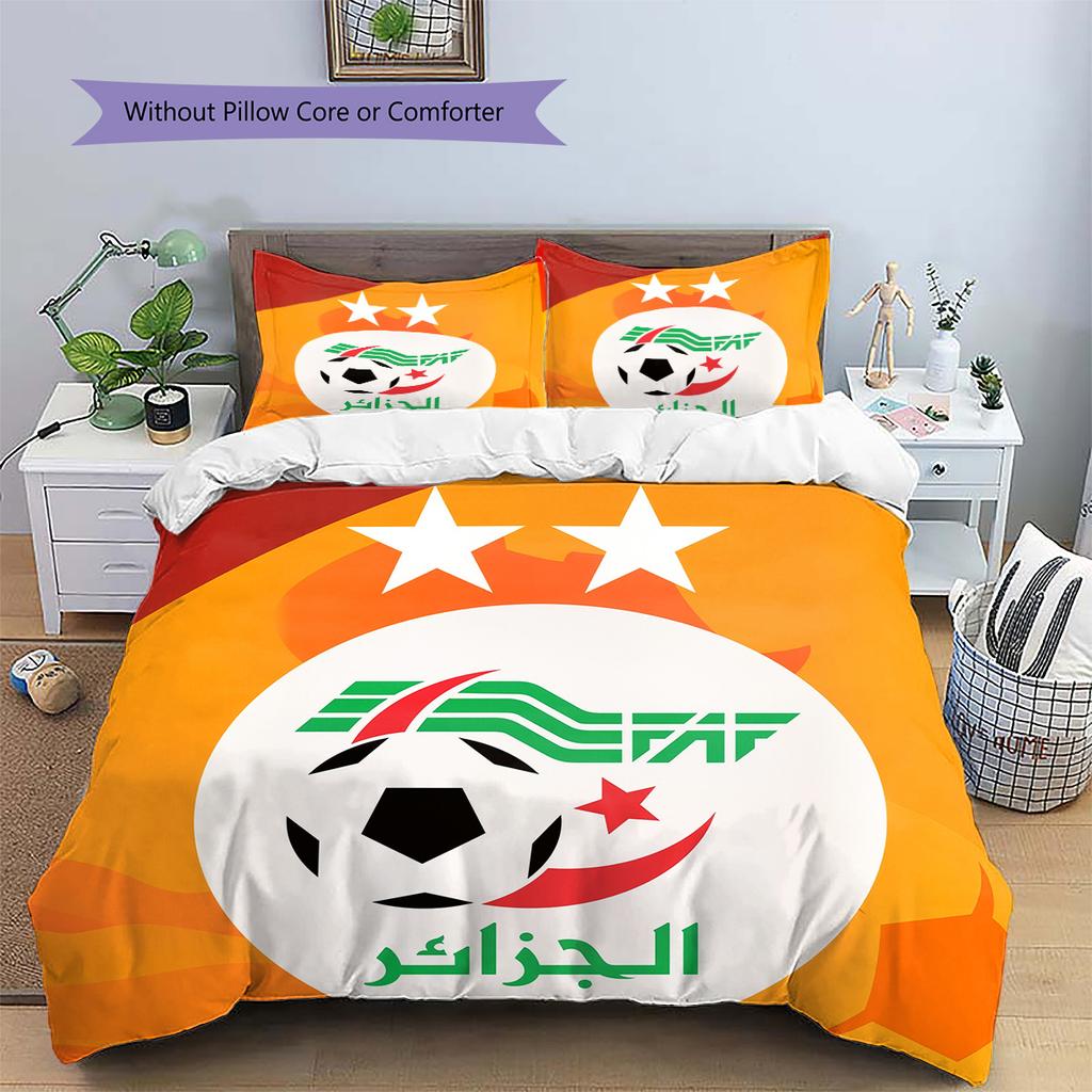 Algeria National Football Team Pattern Bedding Quilt Set Home Decoration Gift (1 * duvet cover + 2 * pillowcase without core)