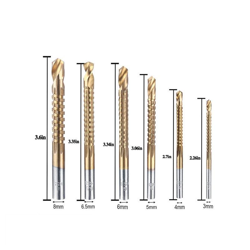 6 шт./лот 3-8 мм сверло из быстрорежущей стали с титановым покрытием, электрическая дрель, пластиковая металлическая дрель для пазов, Salw, плотник, деревообрабатывающие инструменты