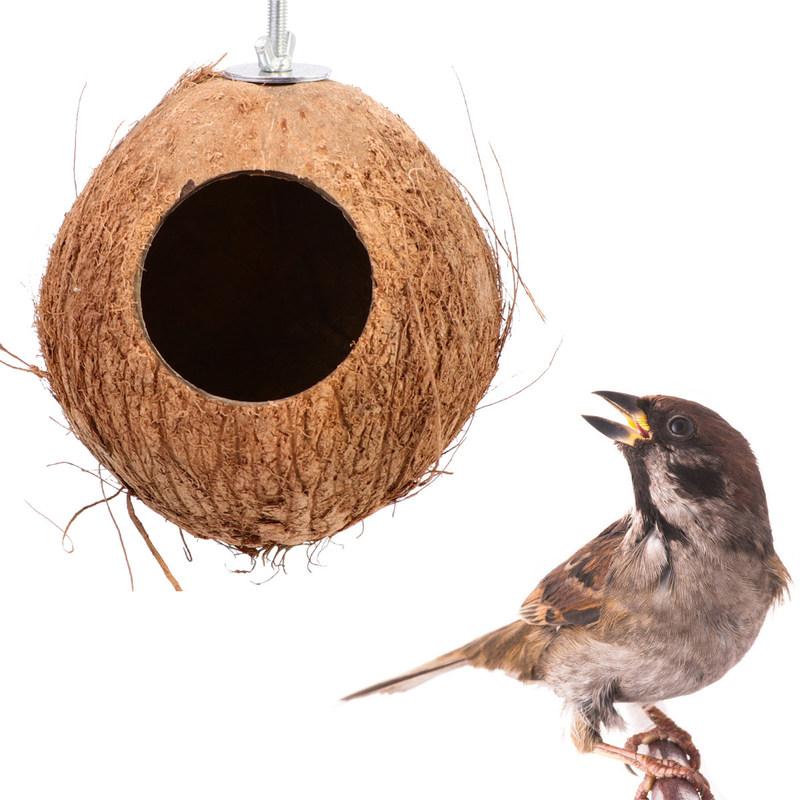 Brown Coconut Shell Bird Nest Wide Entrance Style Birds Hut Bed Outdoor Garden Balcony Birds House Bird Nest