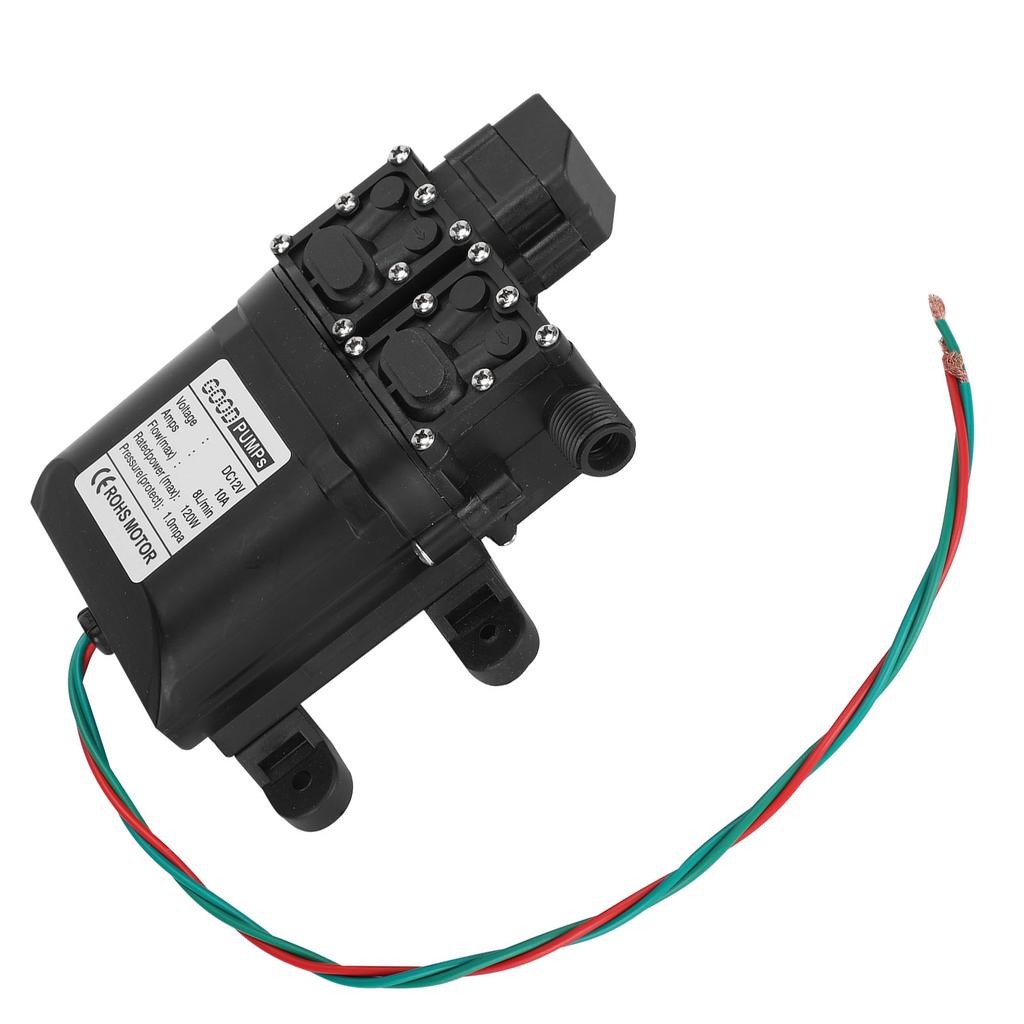 12V 120W 8л/мин Диафрагменный насос высокого давления с двойным сердечником и медным соединителем