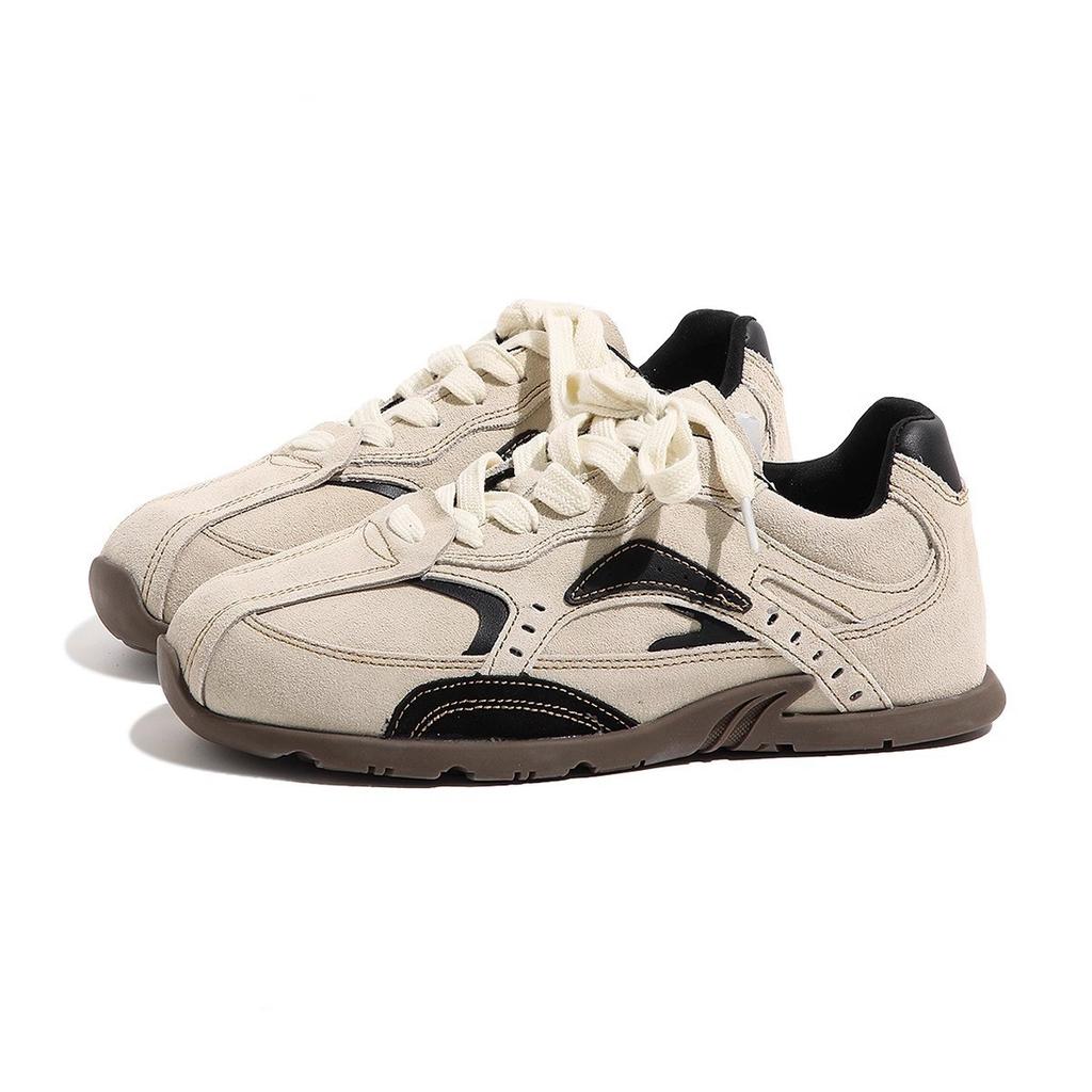 American Retro Color Matching Forrest Gump Shoes Women's 2024 Winter New Matte Leather Soft Sole Light Casual Sports Training Shoes