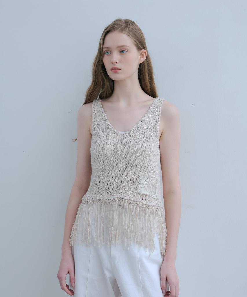 ODER Tassel Lace Sleeveless - Beige