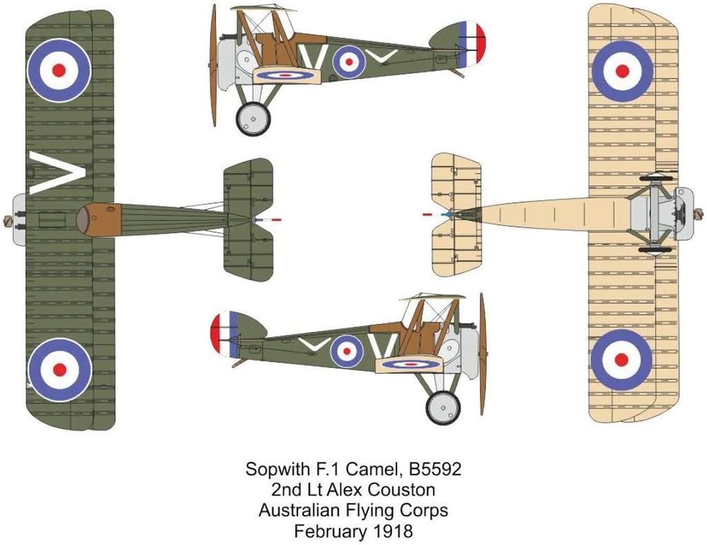 Баром Королевские ВВС Sopwith Camel Биплан Истребитель Набор из 2 Пластиковая Модель CV14417 1/144 F.1