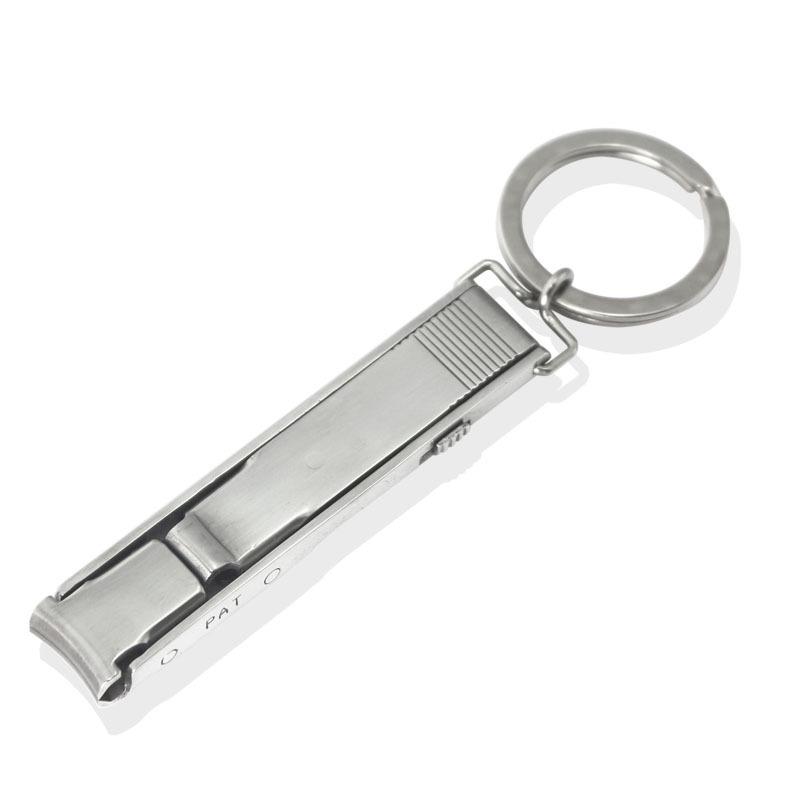 Ultra-thin Stainless Steel Folding Nail Clippers with Keychain - Personalized Logo Option