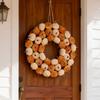 Fabric Pumpkin Wreath Fall Thanksgiving Home Decor with Colorful Mini Gourds Seasonal Front Door Hanging Wreath for Autumn Harvest Festival