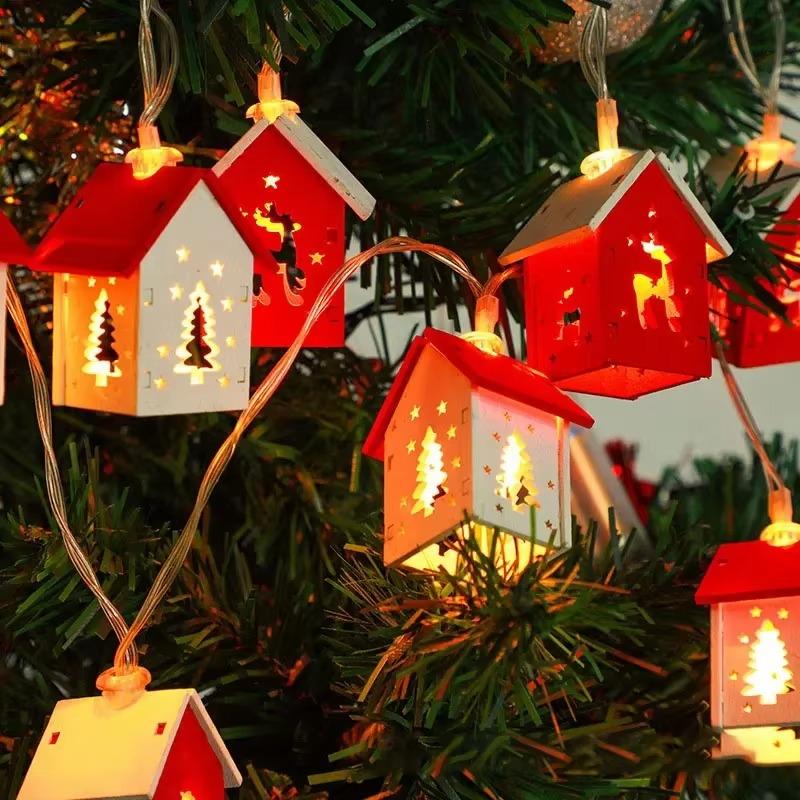 1-10 шт 1,5 м рождественский деревянный домик светодиодная гирлянда любовь деревянный домик лось атмосфера пентаграмма рождественская елка декоративный светильник