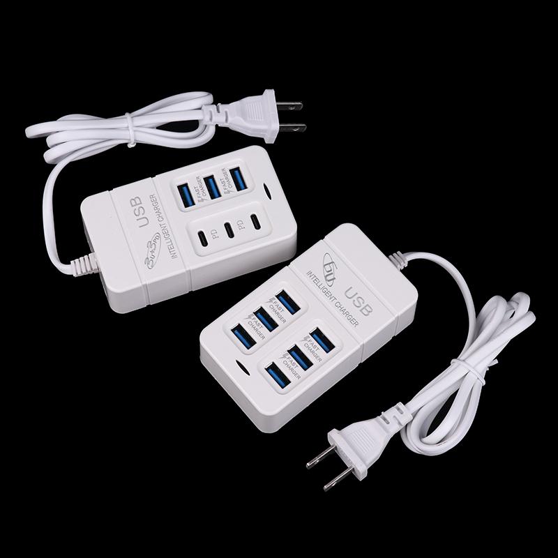 1 шт., многопортовое зарядное устройство Us Plug 6 портов, 35 Вт, Pd Type-C, быстрая зарядка мобильного телефона, настенные зарядные устройства, USB-концентратор TypeC