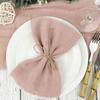 24pcs 32x32cm Sage Green Gauze Cotton Napkin Reusable Wedding Party Christmas Table Decor Retro Burrs Napkins Wholesale