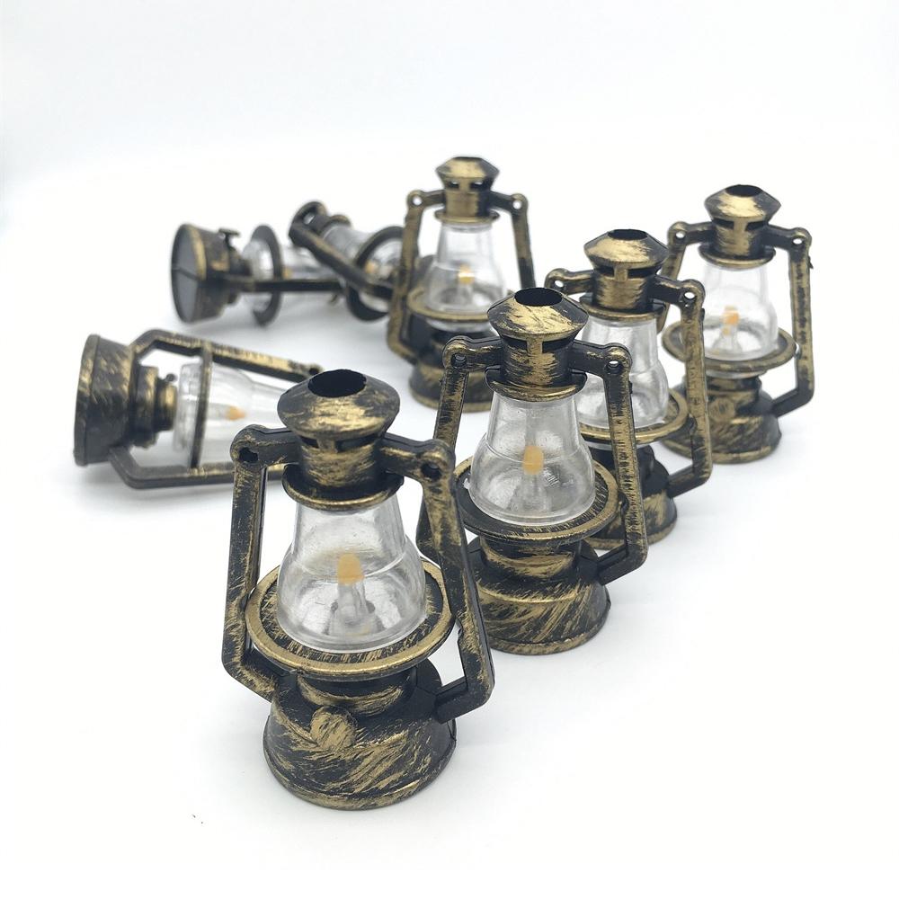 Миниатюрная масляная лампа в стиле ретро, ​​аксессуары для кукольного домика, мини-керосиновый фонарь, микропейзаж, декор, украшения для сцены