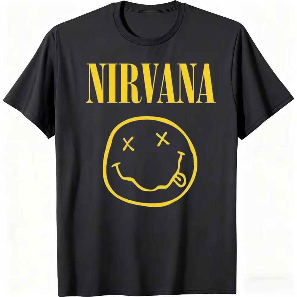 2026 ГОРЯЧАЯ РАСПРОДАЖА Новая футболка рок-группы Nirvana в стиле хип-хоп для мужчин и женщин, оверсайз, Y2K, повседневная, свободная, для улицы, унисекс, с коротким рукавом
